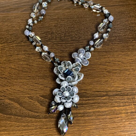 RUSH by Denis & Charles Gunmetal Beaded Necklace - Picture 1 of 7